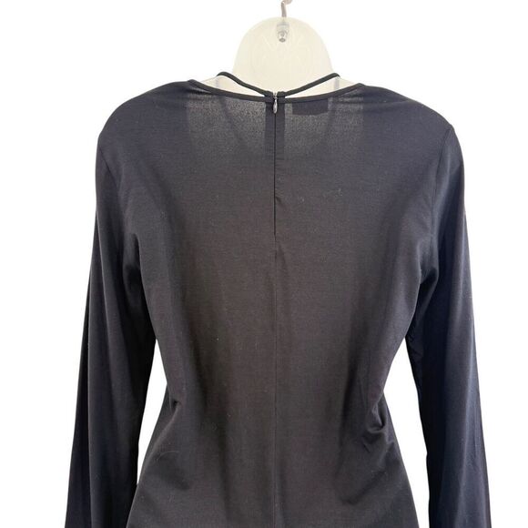 Akris Punto Knit Top Size 10 Cotton Mock Neck Black Pullover Back Zip - Picture 10 of 16